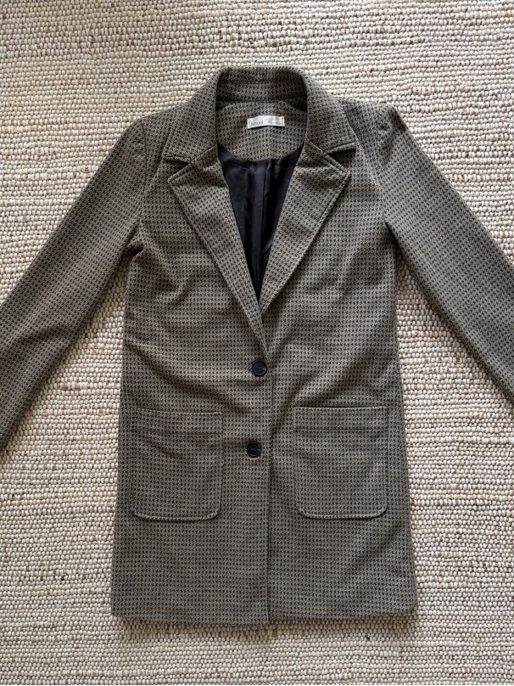 Houndstooth Tailored Women’s Coat - Olive Green